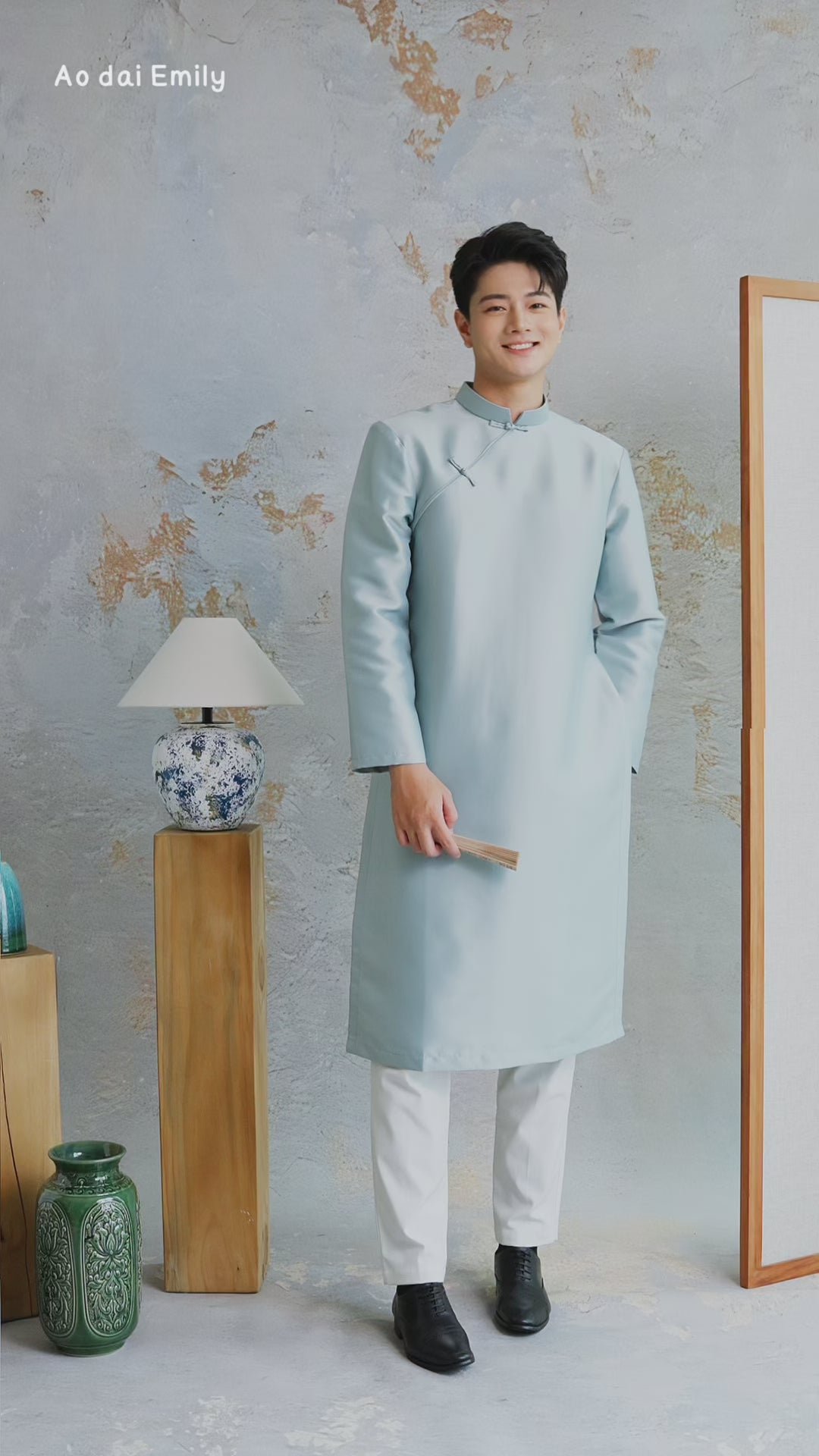 Load video: Plain Ao dai for men| Trumpet vine