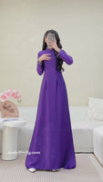 VANESSA Purple ao dai with simple crystals collar
