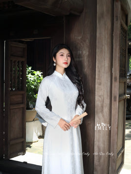 DAISY White Mulberry silk Ao Dai