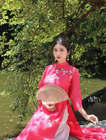 BEBE Fuchsia double layers modern ao dai set