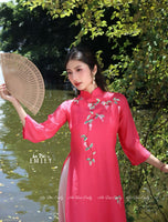 BEBE Fuchsia double layers modern ao dai set
